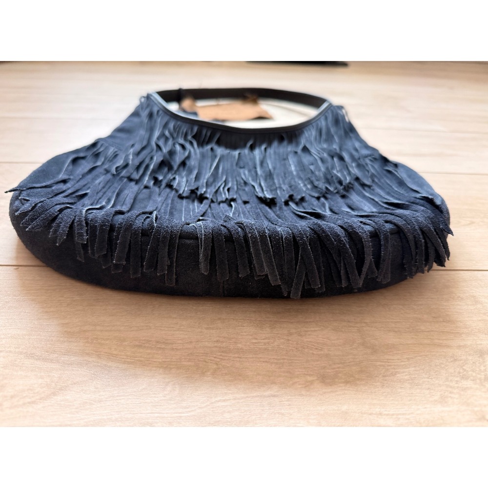 Vilenca Holland Dark Navy Suede Fringe Hobo Bag Boho Festival Western NWOT - Picture 7 of 8
